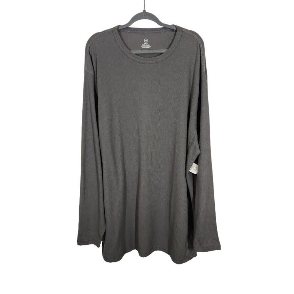Harbor Bay Big & Tall Long-Sleeve Waffle-Knit Crewneck Tee - Grey - Size 2XLT‎